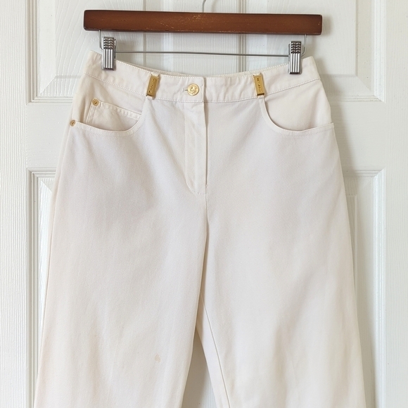 St. John Sport Lightweight High Waisted Relaxed Fit Straight Leg Pants Cream 4 - Picture 2 of 16